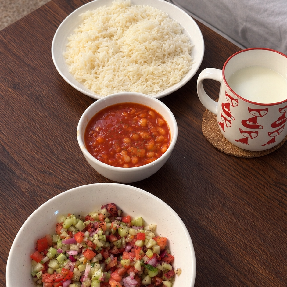 رز و يابسة او فاصوليا